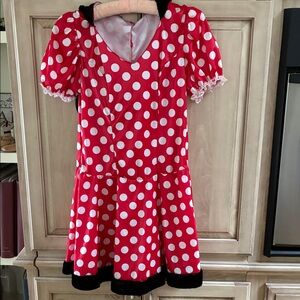 Minnie Mouse Red Polka Dot Dress up with Black Trim